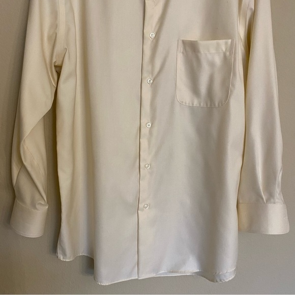 Pronto Uomo Dress Shirt Size 17 1/2 Maze Yellow Non Iron Long Sleeve Business - Picture 8 of 12